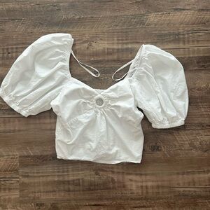 white puff sleeve top